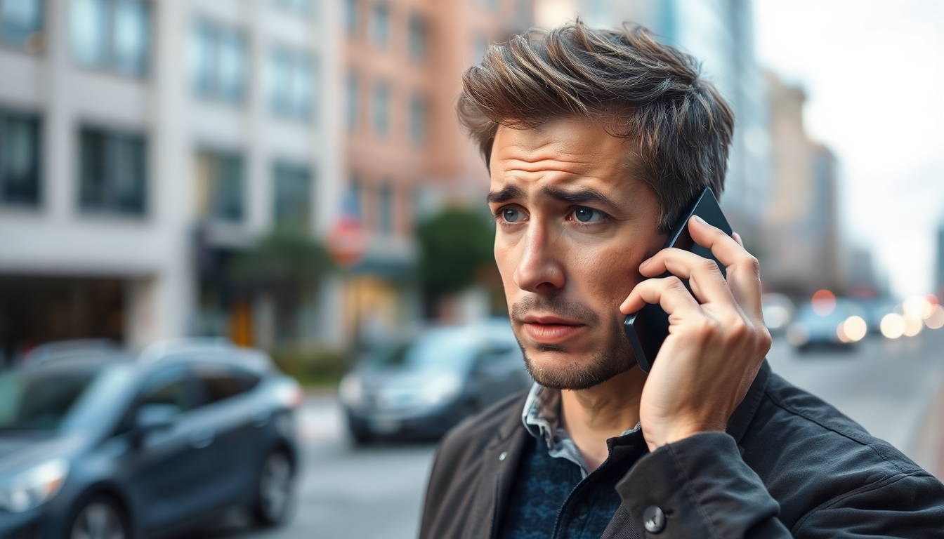 Mann kontaktiert den Zentralruf der Versicherung