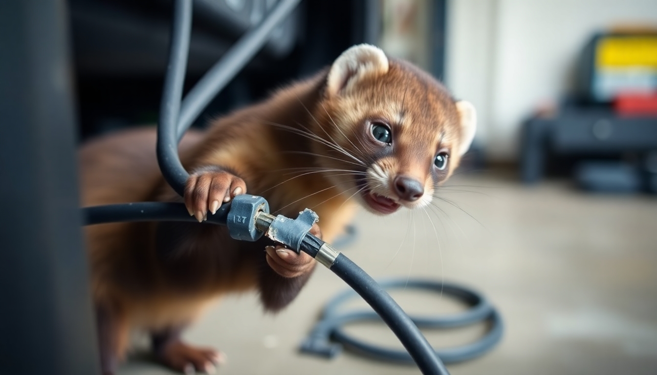 Tierbiss: Marder beißt in ein Kabel