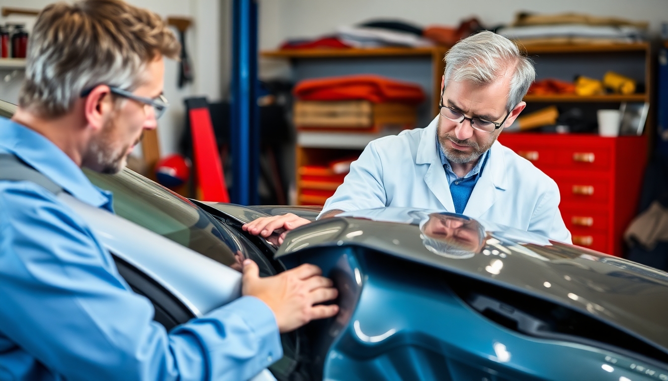 Expert inspecting a vehicle for prior damages.