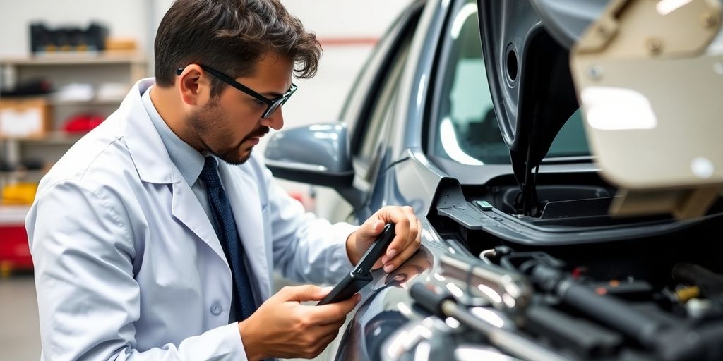 KFZ Sachverständiger bei der Schadensbewertung.