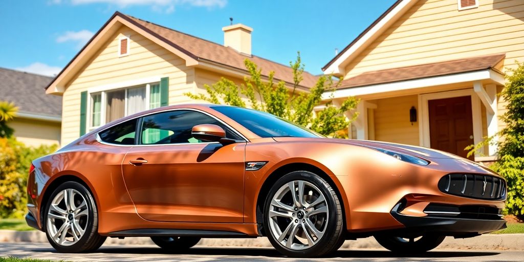 Zweitwagen in einer sonnigen Nachbarschaft.