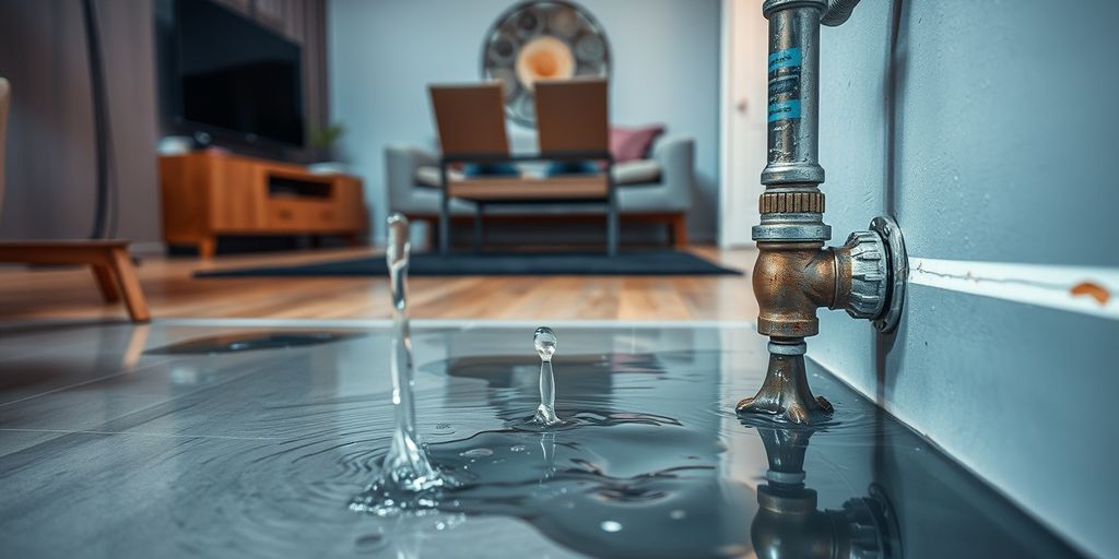 Leaking pipe in apartment causing water damage