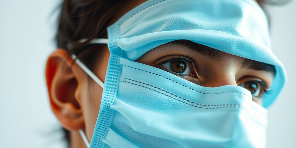 Person wearing a surgical mask, eyes visible.