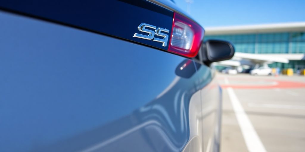 Mietwagen an einem Flughafen, bereit für die Reise.