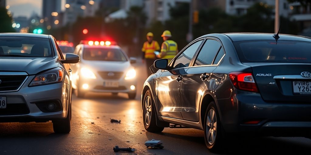 Mitverschulden: Unfall mit zwei beschädigten Fahrzeugen auf der Straße.