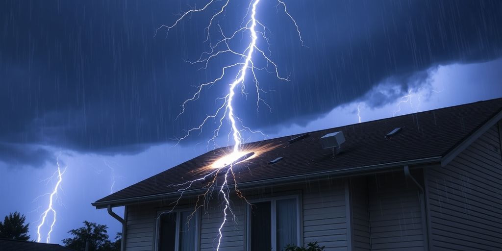 House struck by lightning causing roof damage