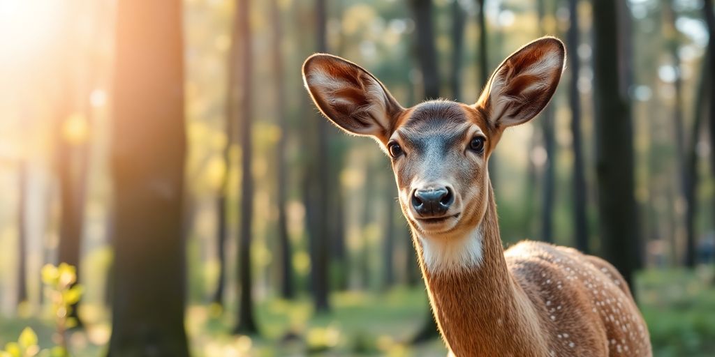 Nahaufnahme eines Rehs im Wald.