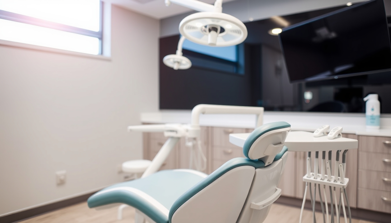 Dental chair in a modern dental clinic.