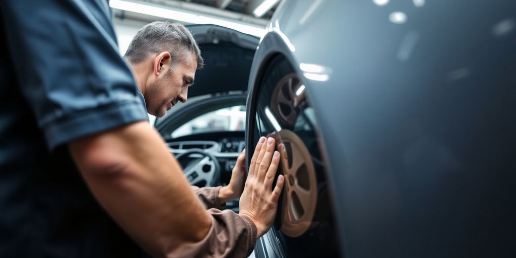 Autoinspektion in einer Werkstatt mit Mechaniker.