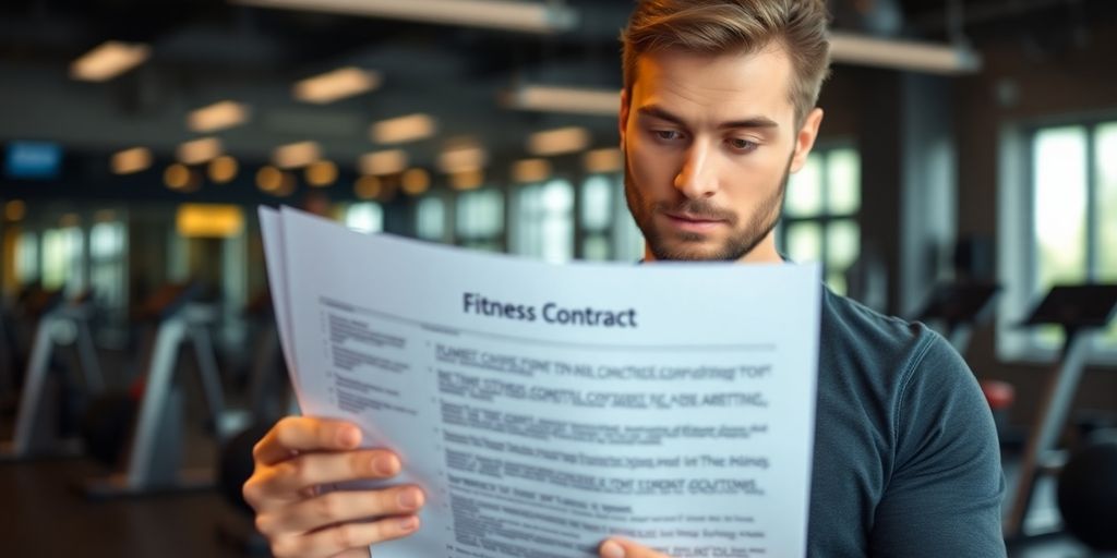 Person mit Fitnessvertrag im Fitnessstudio