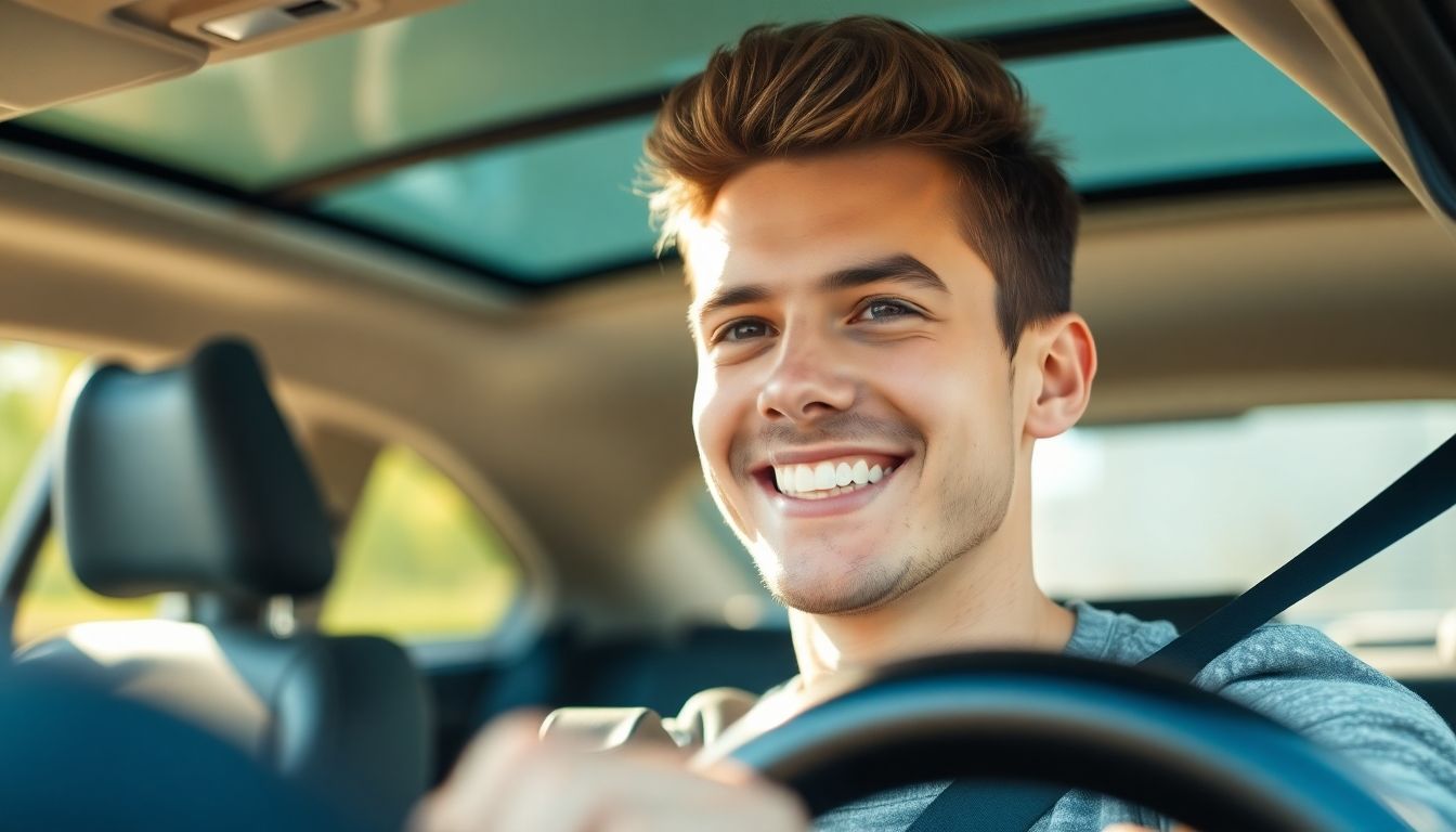 Junger Mann freut sich über begleitetes Fahren