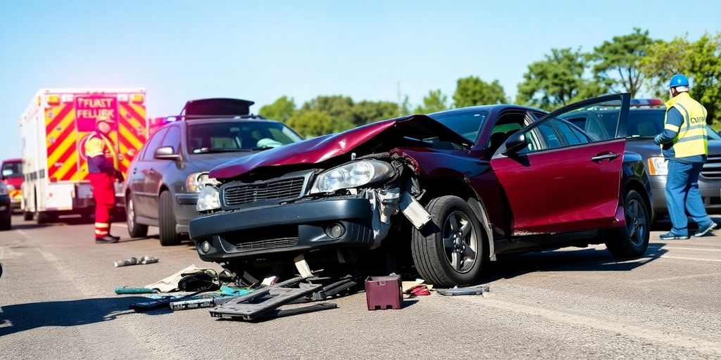 Gutachten für Unfallgeschädigte: beschädigten Fahrzeugen und Rettungskräften.