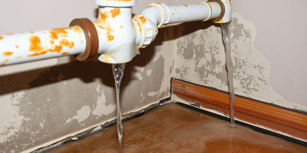 Leaking pipe causing water damage and mold