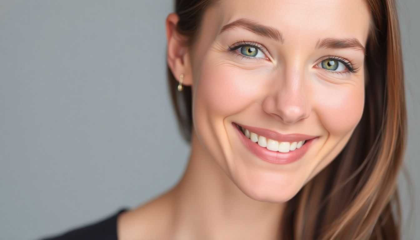 Rhinoplastik: Frau mit schönem Lächeln und einer harmonisch geformten Nase.