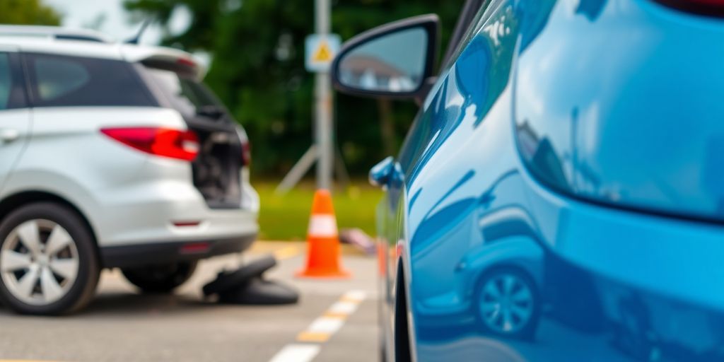 Leihwagenkosten: Nahaufnahme eines Mietwagens nach einem Unfall.
