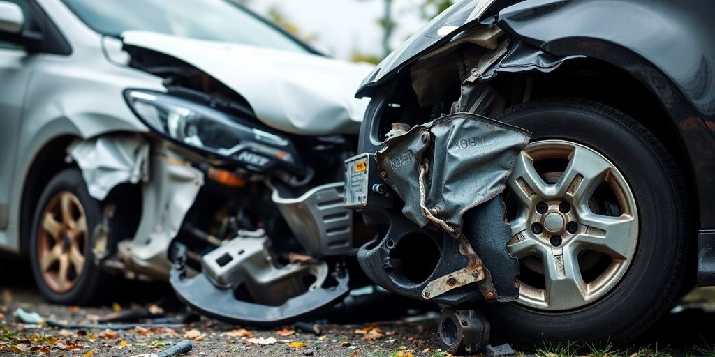 Unfallautos mit sichtbaren Schäden nach einem Unfall.