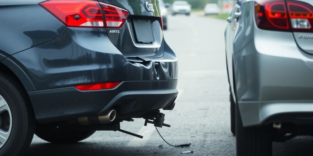 Zwei Autos nach einem Auffahrunfall.