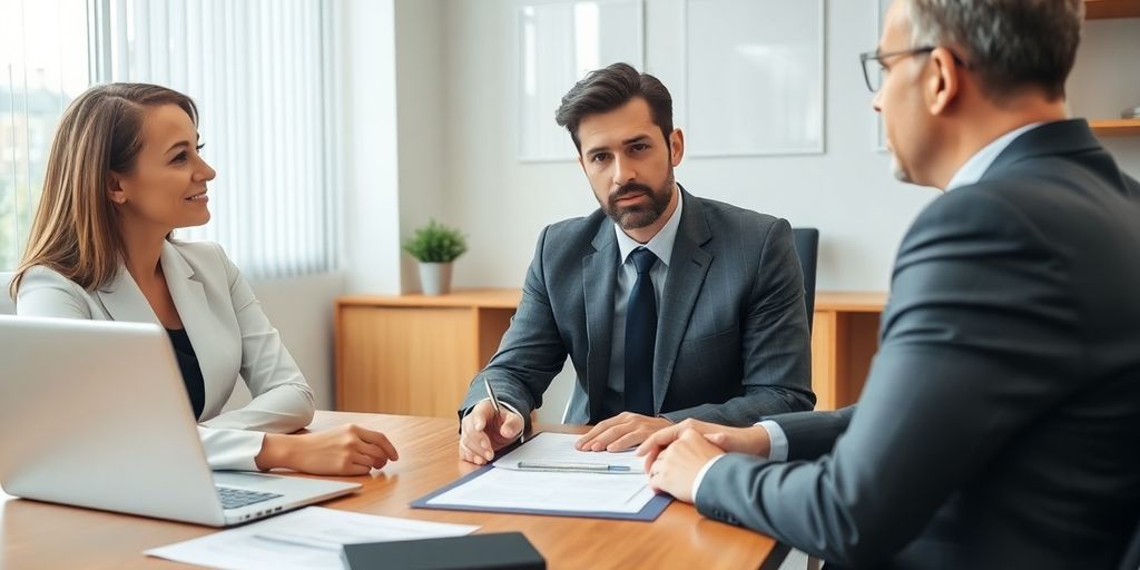 Rechtsberatung bei Unfällen: Anwalt berät Klienten über Verkehrsunfälle.