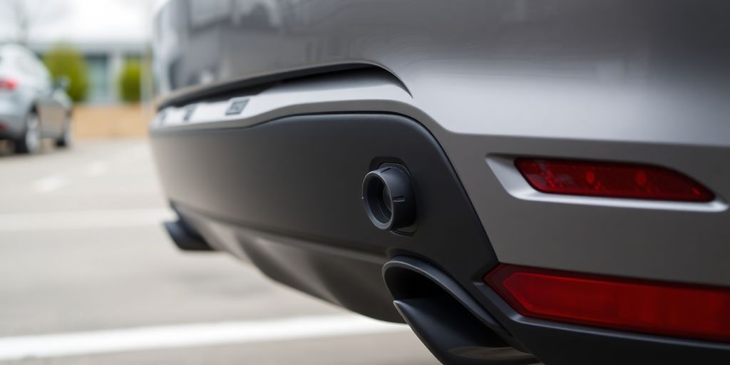 Nahaufnahme von Einparkhilfesensoren am Auto.