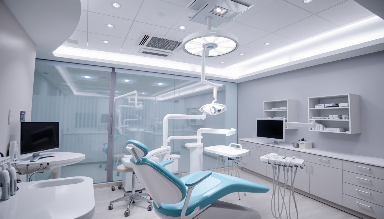 Interior of a modern dental clinic for periodontal treatment.