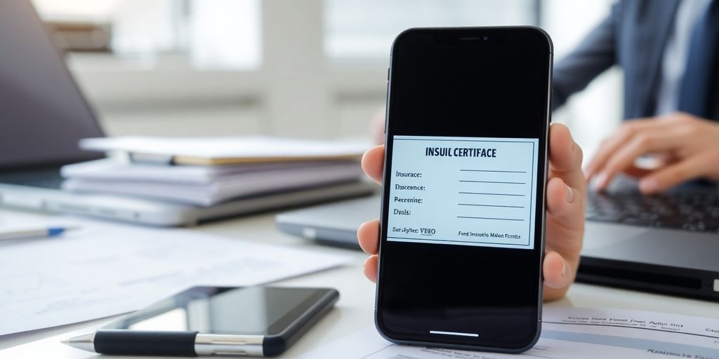 Digitale Versicherungsbestätigung auf einem Smartphone.