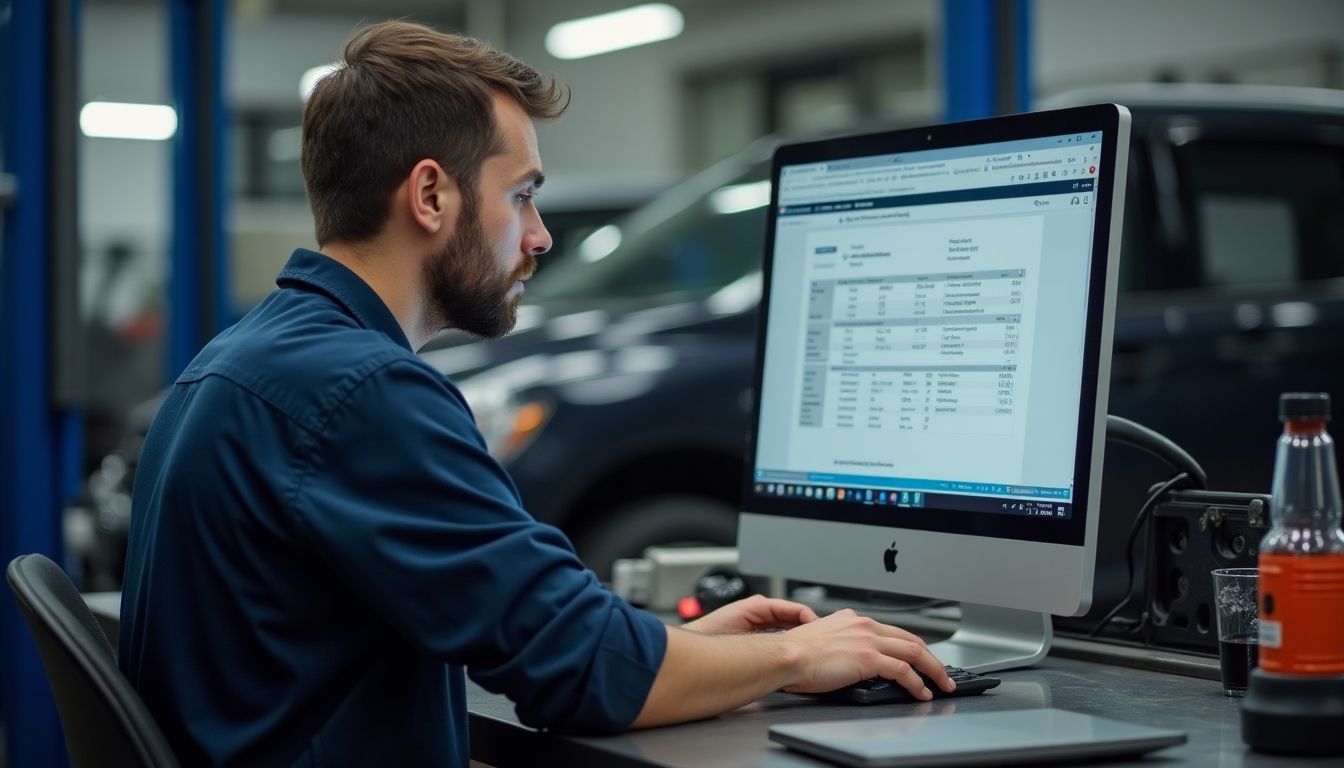 Meachaniker sucht Fahrzeugidentifikationsnummer im PC