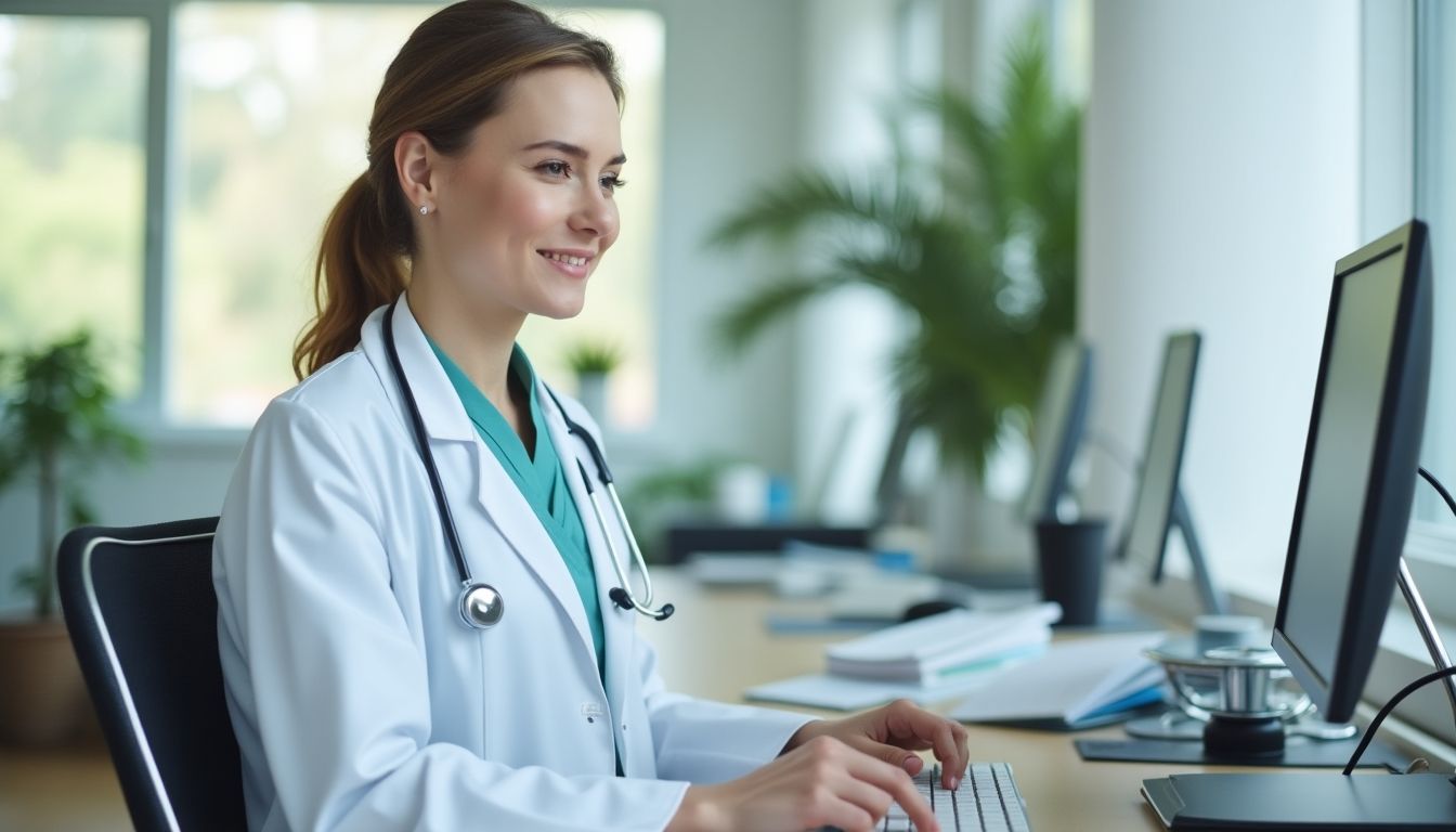 private Krankenversicherung: Ärztin bearbeitet Patientenakte