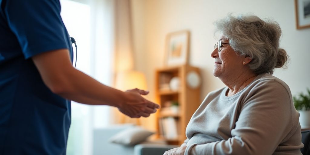 Haushaltshilfe unterstützt Patienten bei Rehabilitationsmaßnahmen.