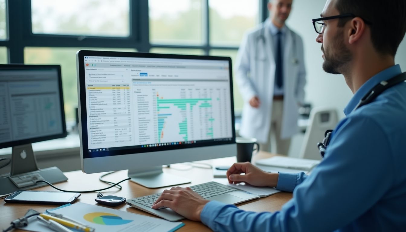 ambulante Opertation: Arzt arbeitet am PC
