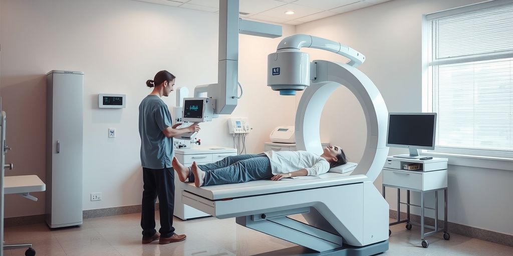 X-ray machine in a medical examination room