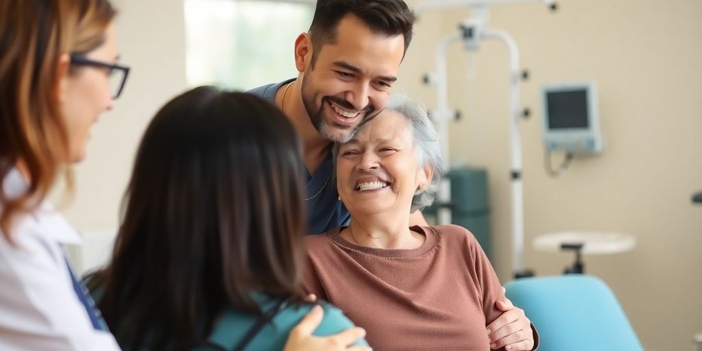 Person in Rehabilitation mit Fachpersonal