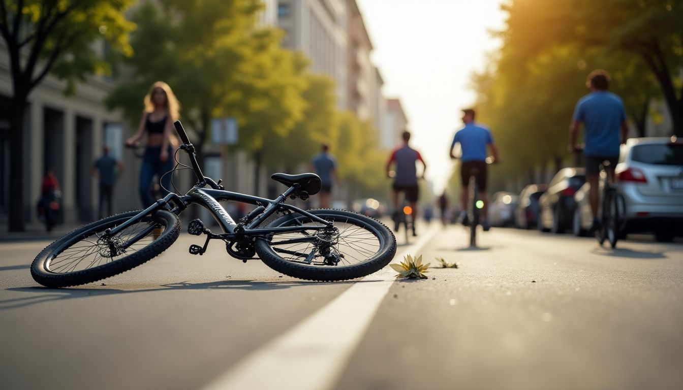 Fahhradunfall: Fahrrad liegt auf der Straße