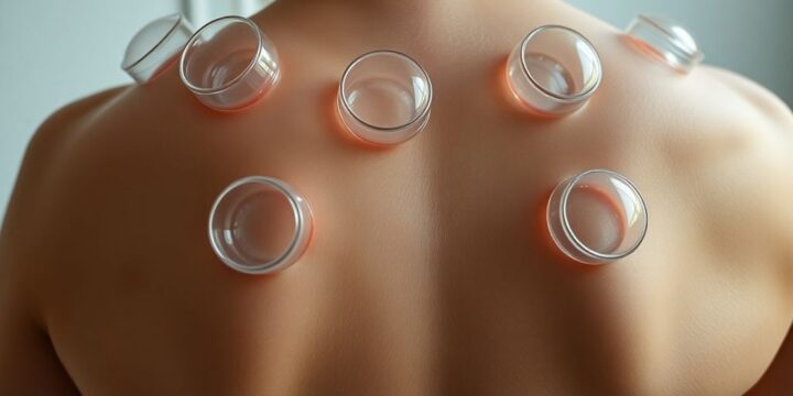 Schröpfgläser am Rücken auf der Haut