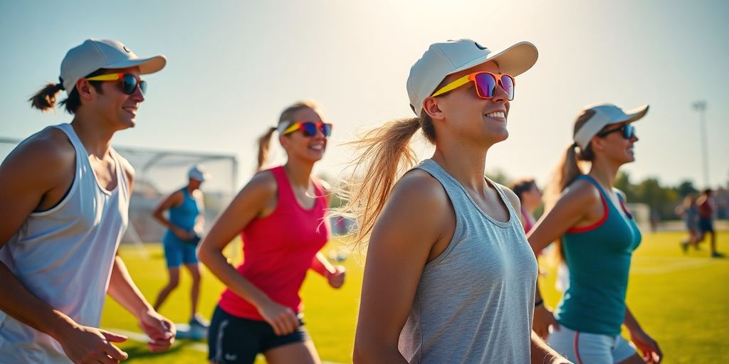 Sportler im Freien mit Sonnenschutz gegen Hitzeschäden.