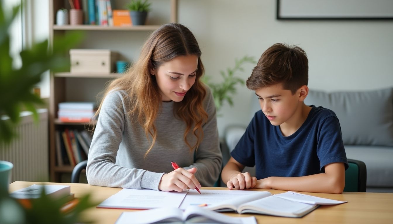 Tutor helping a student in a learning session.