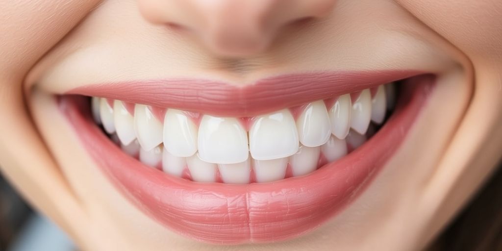 Close-up of a smile with veneers