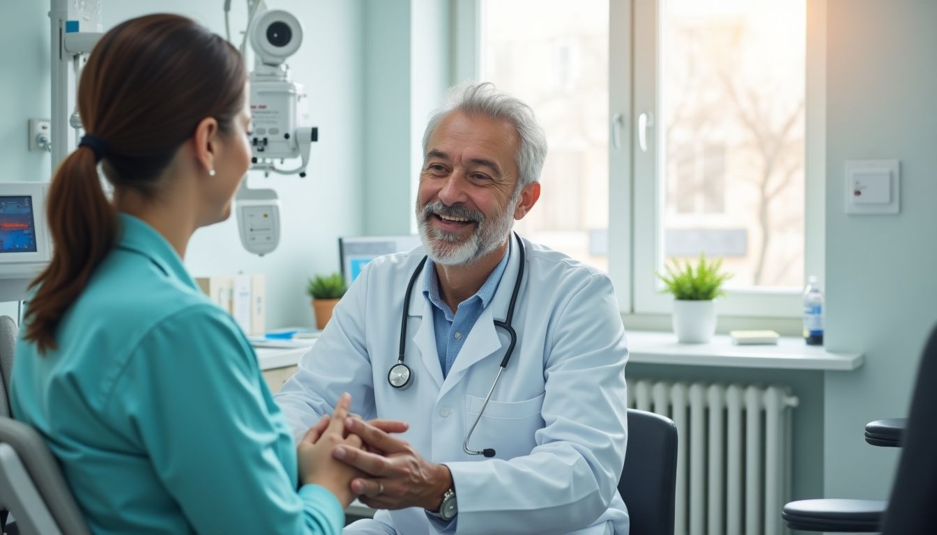 Arzt erklrt Patientin die Folgen einer Wundinfektion