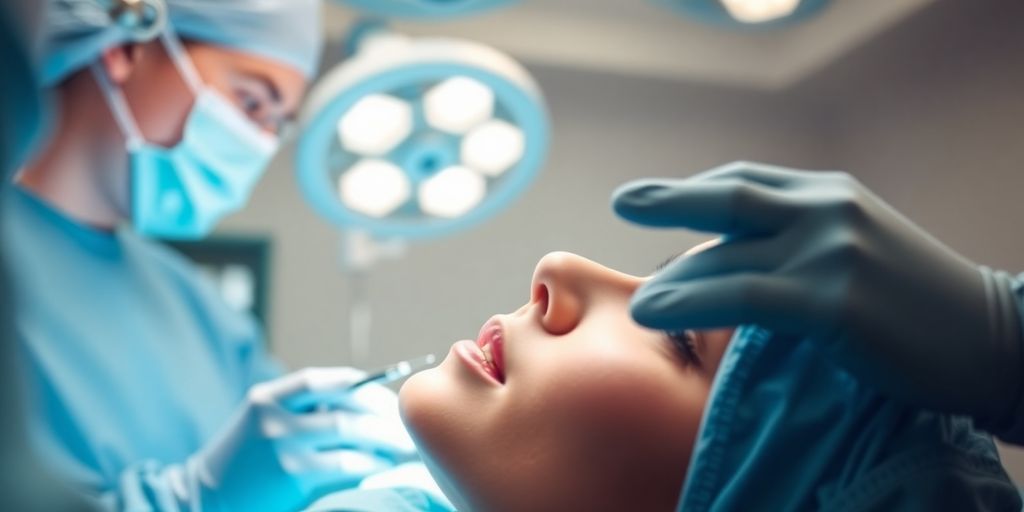 Nahaufnahme einer kosmetischen Operation im OP-Saal.