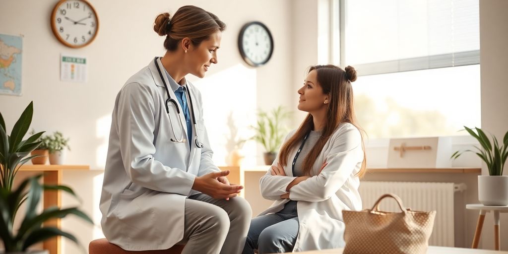 Ärztliche Beratung in einer angenehmen Klinikumgebung.