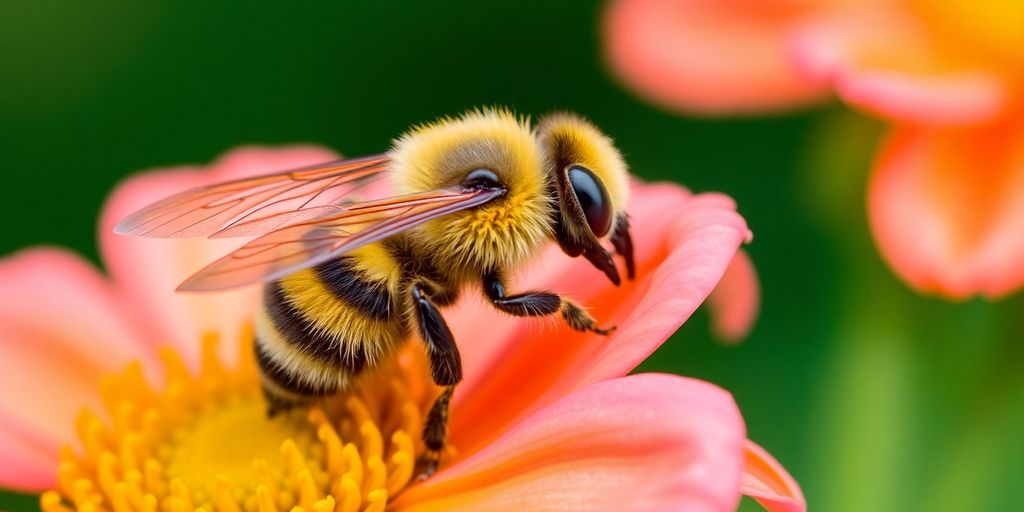 Nahaufnahme einer Biene auf einer Blume.