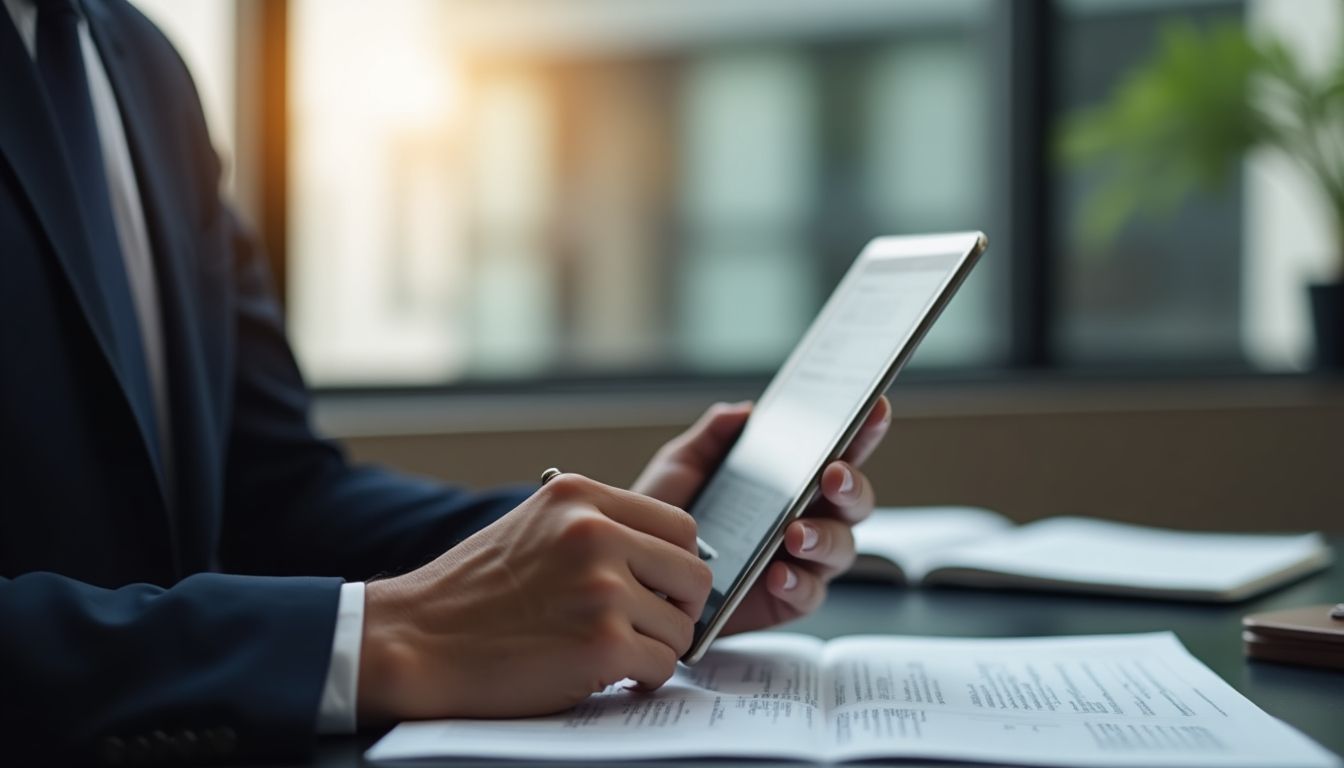Spezial-Straf-Rechtsschutz: Anwalt arbeitet am Tablet