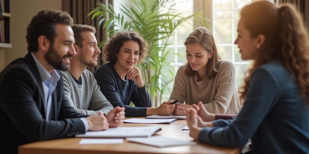Menschen besprechen rechtliche Unterstützung im Sozialrechtschutz.