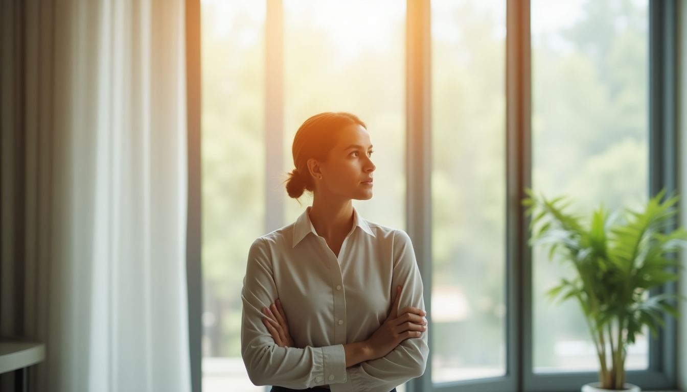 Junge Frau denkt über die Missverständnisse über Vorsorge-Rechtsschutz nach