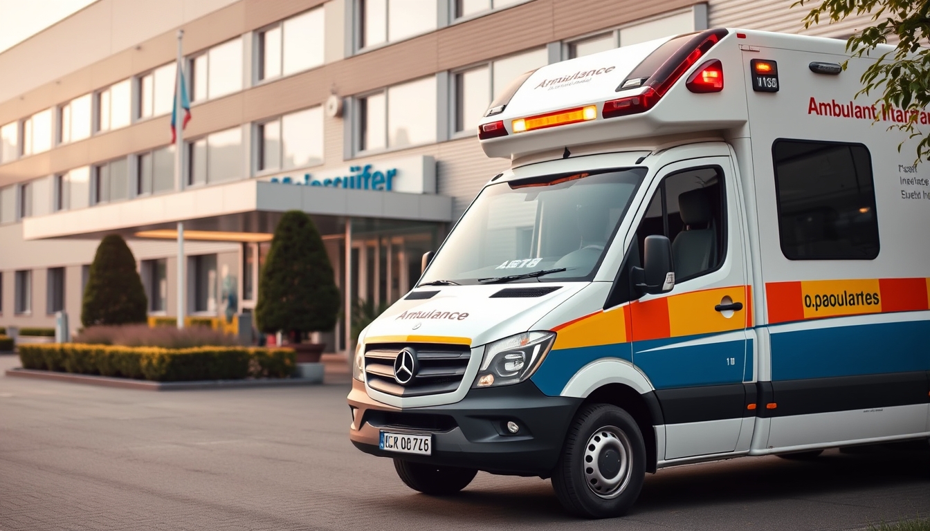 German ambulance representing transport costs in private health insurance.