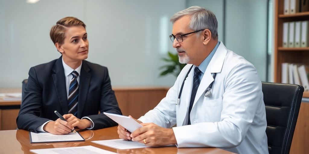 Ärzte besprechen Rechtsschutzversicherung für niedergelassene Ärzte.