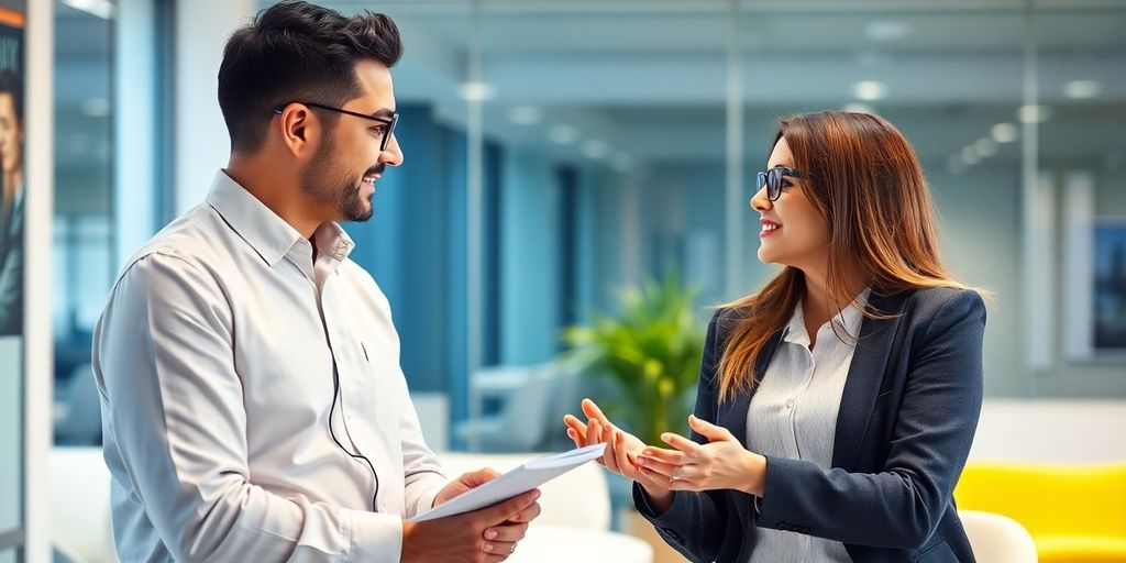 Berater und Kunde im modernen Büro