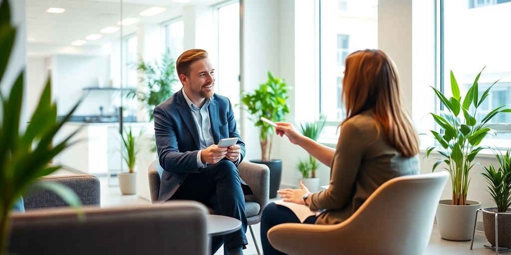 Berater und Kunde in einem modernen Büro