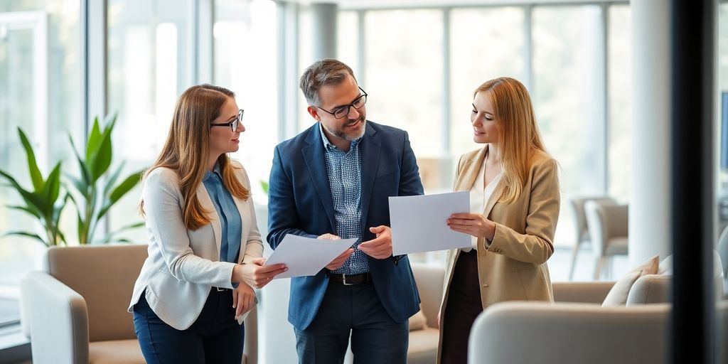 Berater und Kunde im modernen Büro