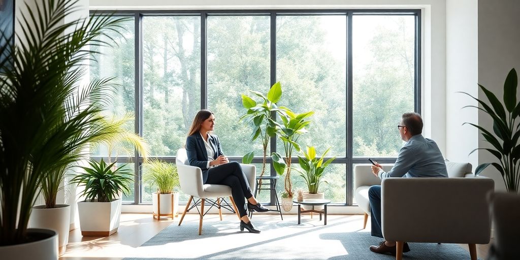 Berater und Kunde im modernen Büro