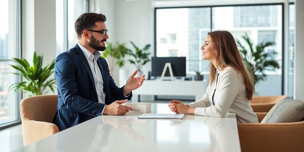 Berater und Kunde in modernem Büro